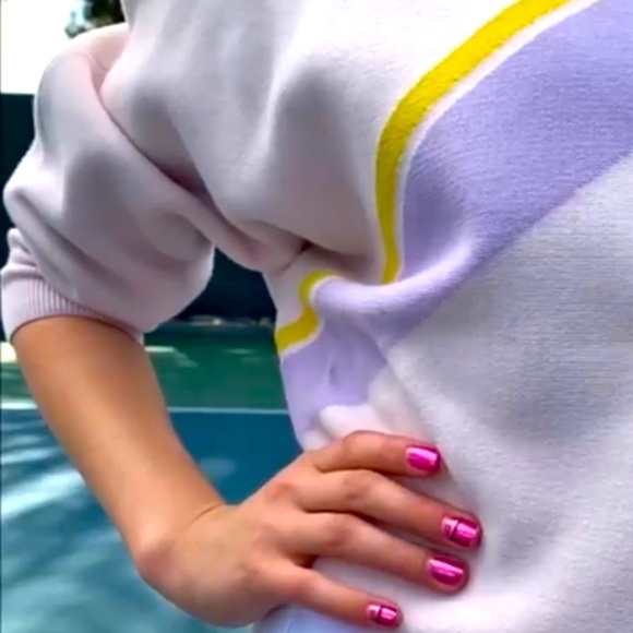 Paris Atelier & Other Stories Orange, Pink, and Yellow Crew Neck Sweater - Picture 10 of 11